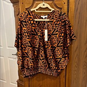 Chico's Vibrant Orange and Black Blouse